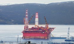 The Prirazlomnaya platform at port in Murmansk.