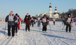 Sking on the Dvina river in Arkhangelsk on Sunday.